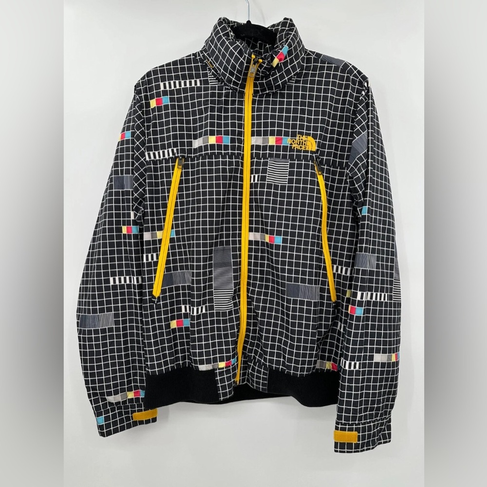 The North Face Retro Black Grid Print Colorful Full Zip Jacket